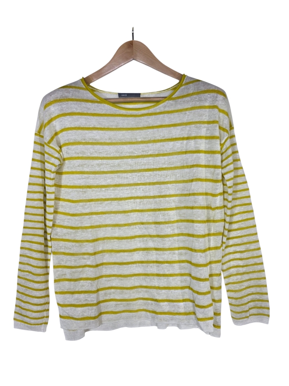 Vince White and Yellow Striped Long Sleeve Tee